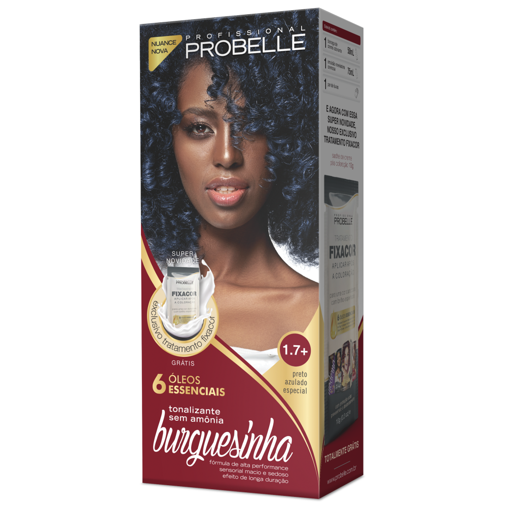 Kit Coloração Burguesinha 1.7+ Preto Azulado Especial 50ml