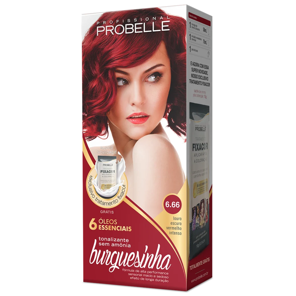 Coloração Burguesinha 6.66 Louro Escuro Vermelho Intenso