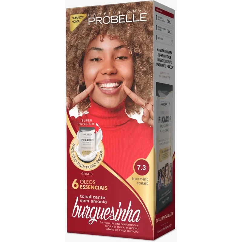 Coloração Burguesinha 7.3 Louro Médio Dourado