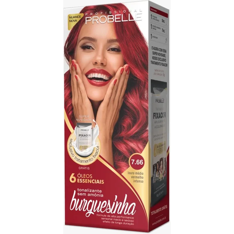 Coloração Burguesinha 7.66 Louro Médio Vermelho Intenso