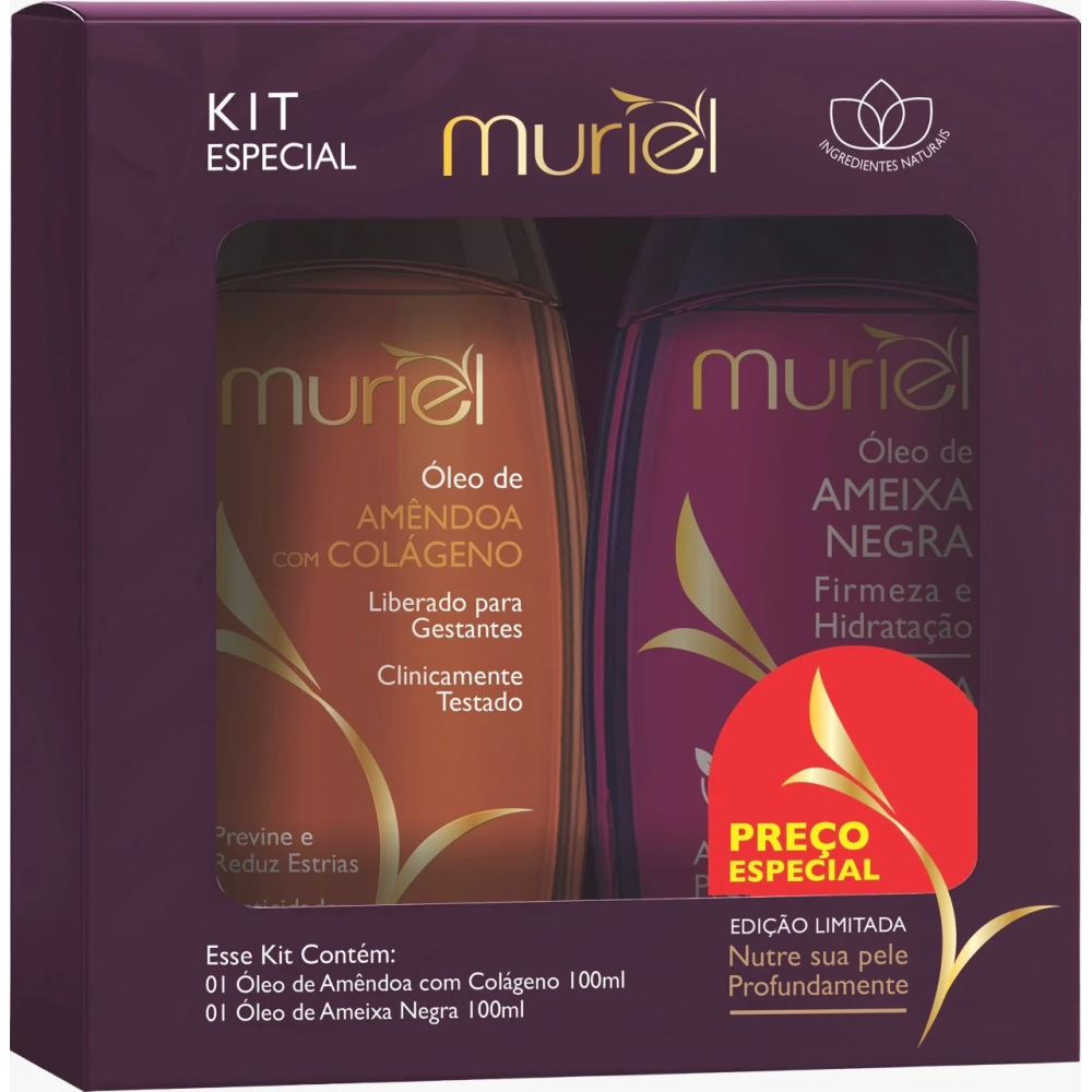 Kit Óleo De Amêndoa Com Colágeno 100ml + Ameixa Negra 100ml Muriel