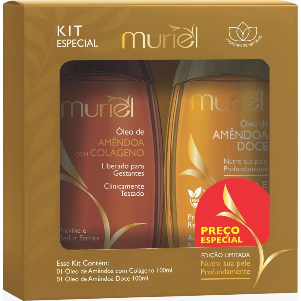 Kit Óleo De Amêndoa Com Colágeno 100ml + Amêndoa Doce 100ml Muriel