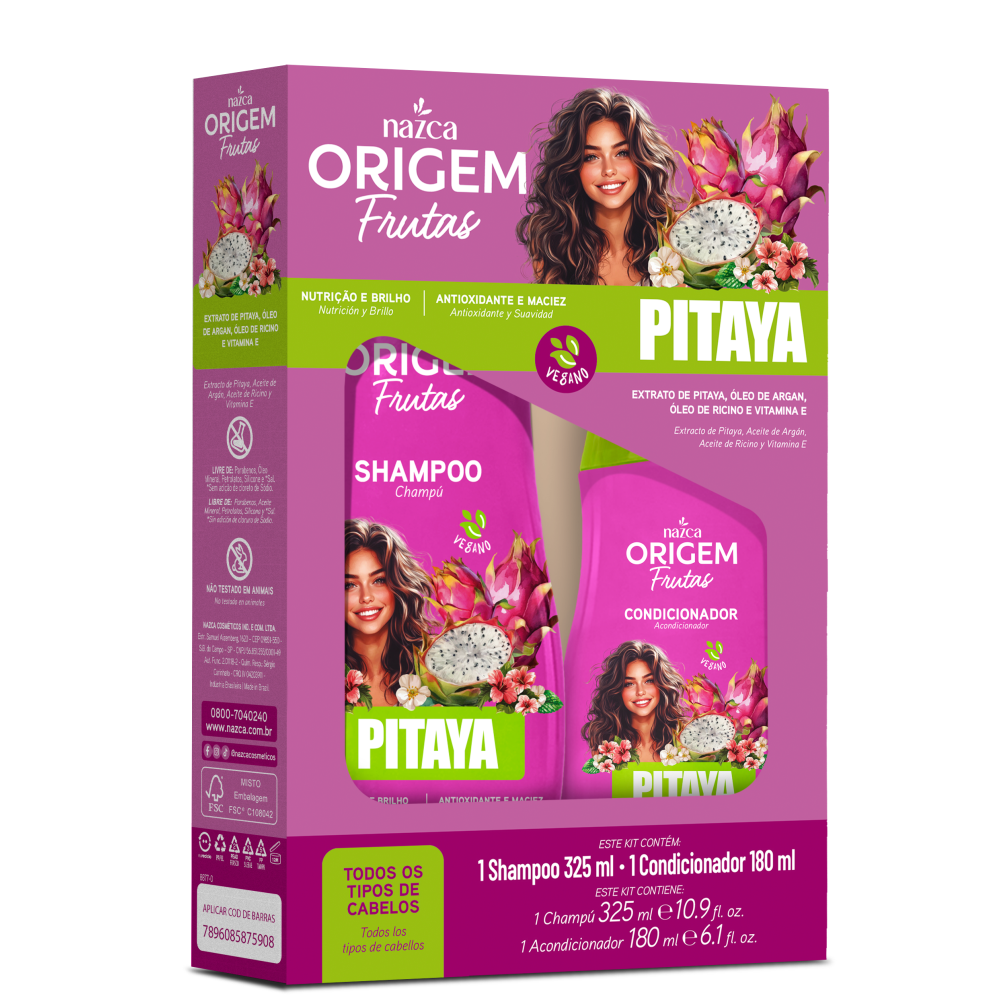 Kit Shampoo 325ml + Condicionador 180ml Origem Pitaya