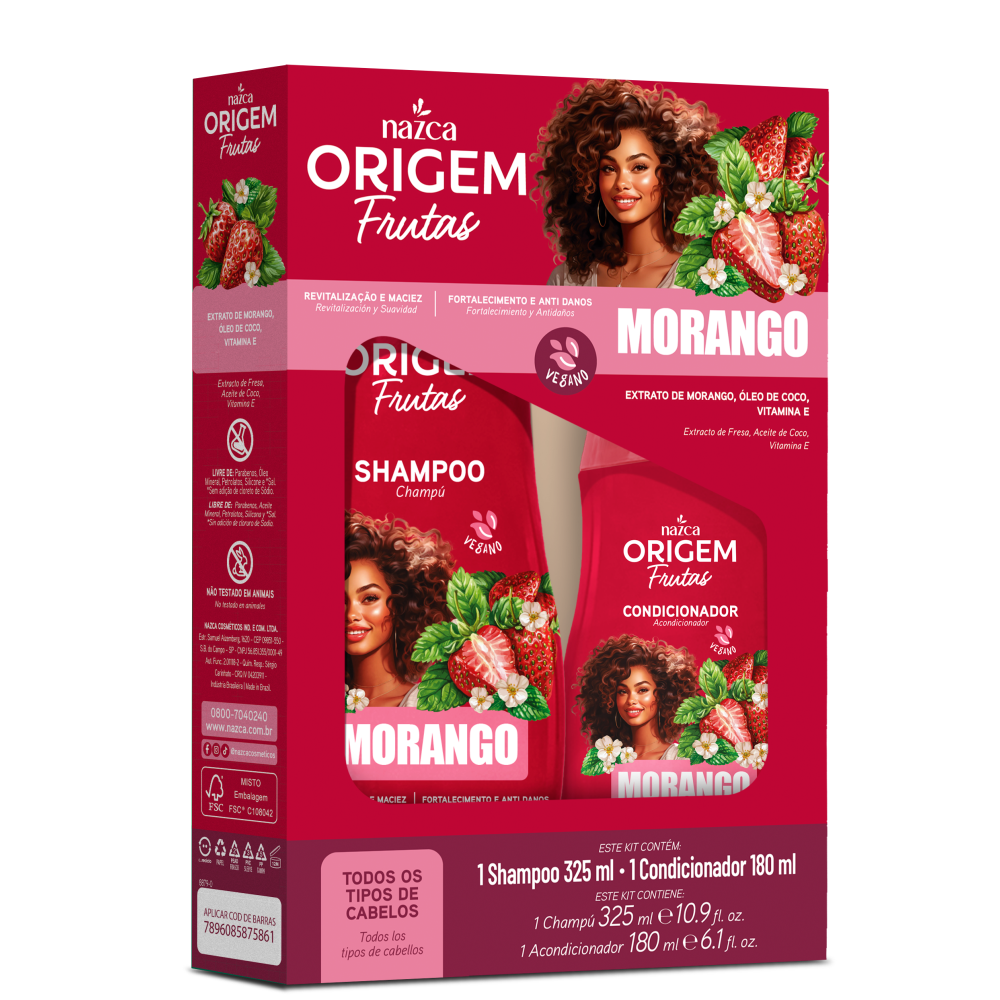 Kit Shampoo 325ml + Condicionador 180ml Origem Morango