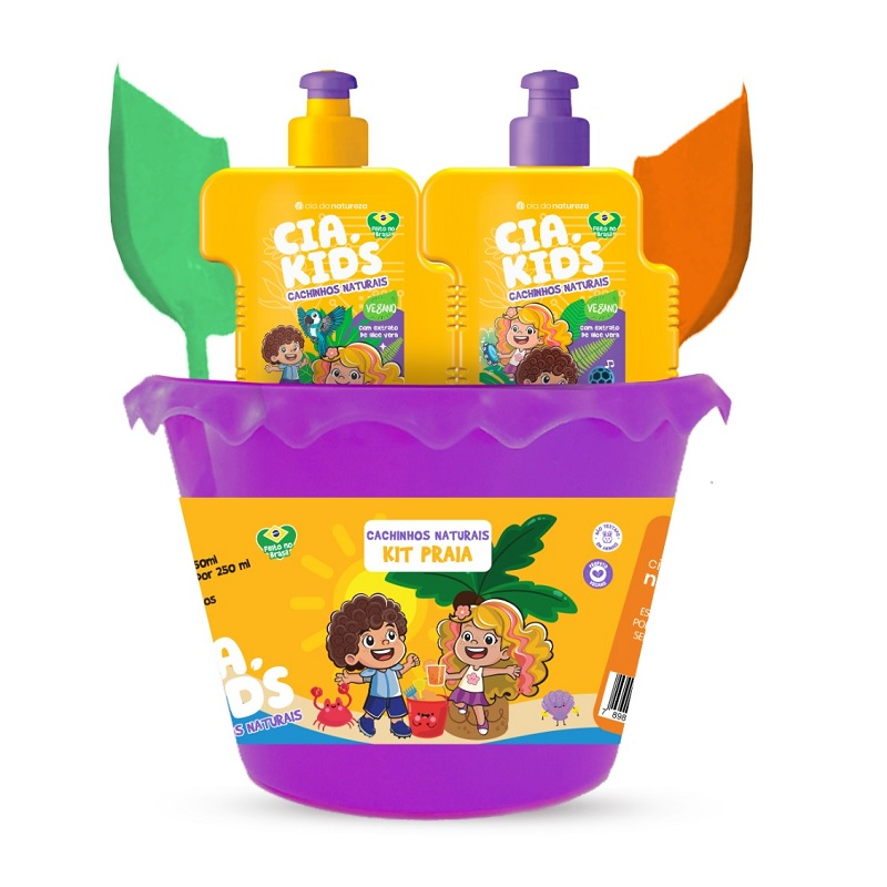 Kit Praia Shampoo 250ml + Condicionador 250ml Cia Da Natureza Kids Cachinhos Naturais