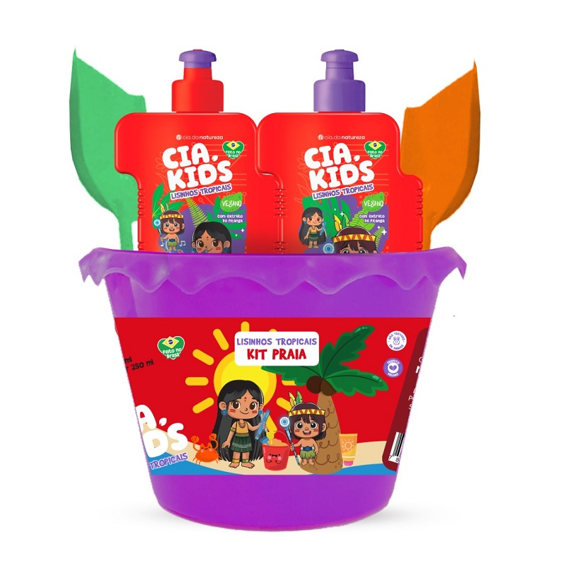 Kit Praia Shampoo + Condicionador Cia Kids Lisinhos Tropicais 250ml
