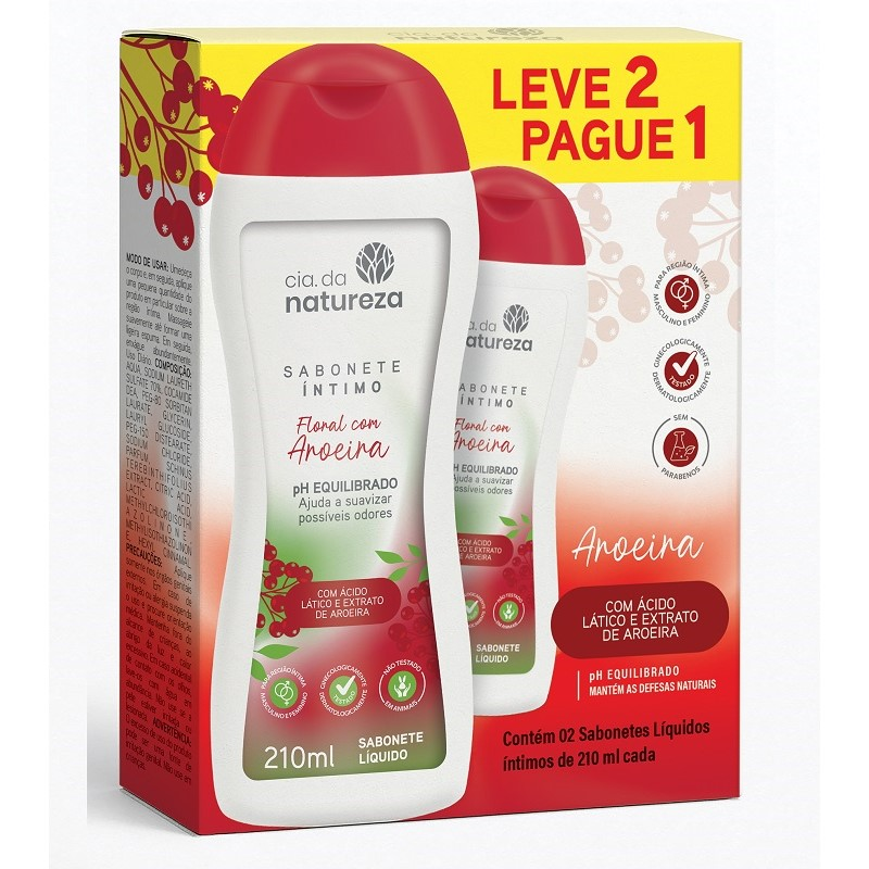 Sabonete Íntimo Cia Da Natureza Floral Aroeira 210ml Leve 2 Pague 1