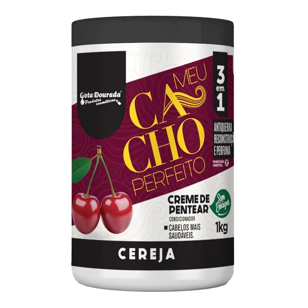 Creme Para Pentear Gota Dourada Meu Cacho Perfeito Cereja 1Kg