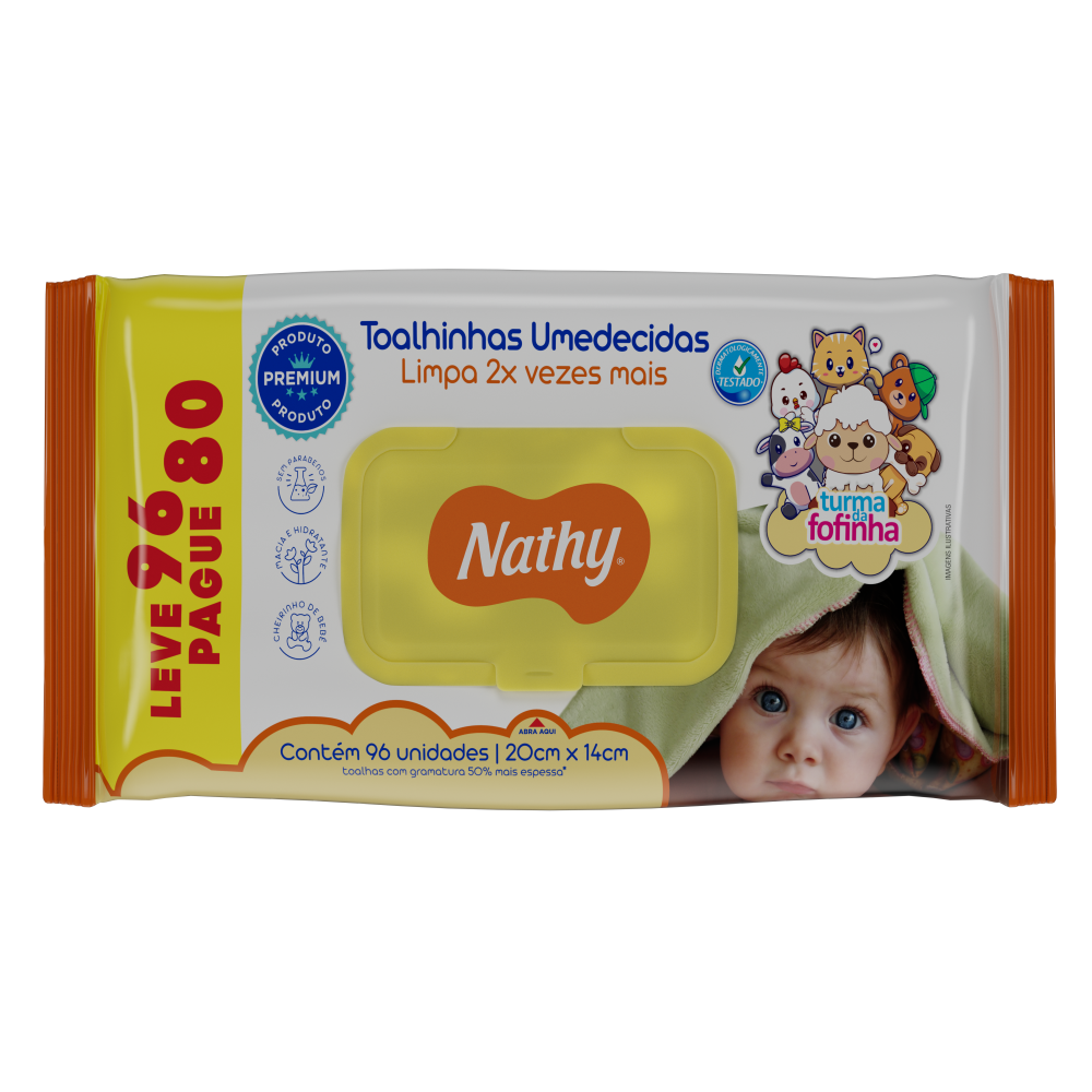Toalha Umedecida Nathy Baby Promocional Leve 96 Pague 80 Com Tampa
