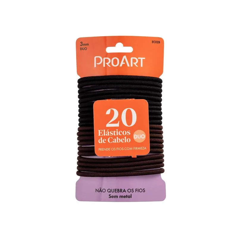Elásticos de Cabelo Proart Preto Com 20 Unidades Ref. EC01B