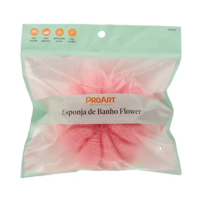 Esponja de Banho Proart Flower Rosa Ref. EDB02B