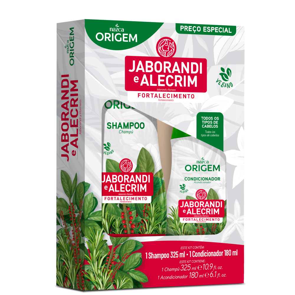Kit Shampoo 325ml + Condicionador 180ml Origem Jaborandi E Alecrim
