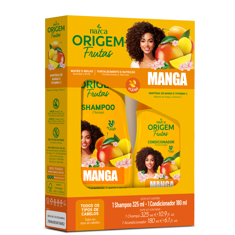 Kit Shampoo 325ml + Condicionador 180ml Origem Manga