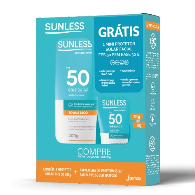 Kit Farmax Sunless Protetores Solares FPS50 200ml + 30g
