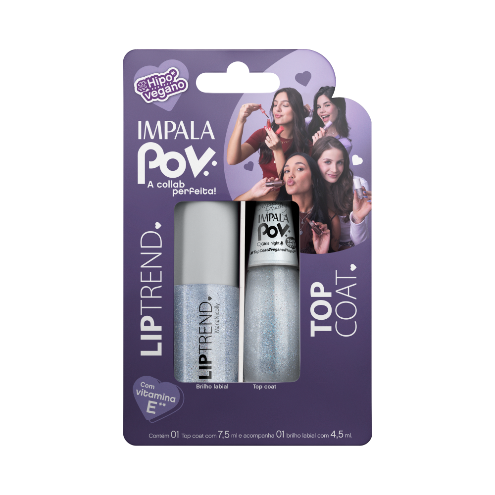 Kit Impala POV Esmalte Top Coat + Gloss Labial Maria Nicolly