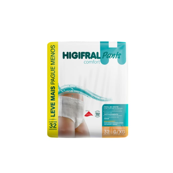 Roupa Íntima Descartável Personalidade Higifral Pants Confort G-XG Com 32 Unidades