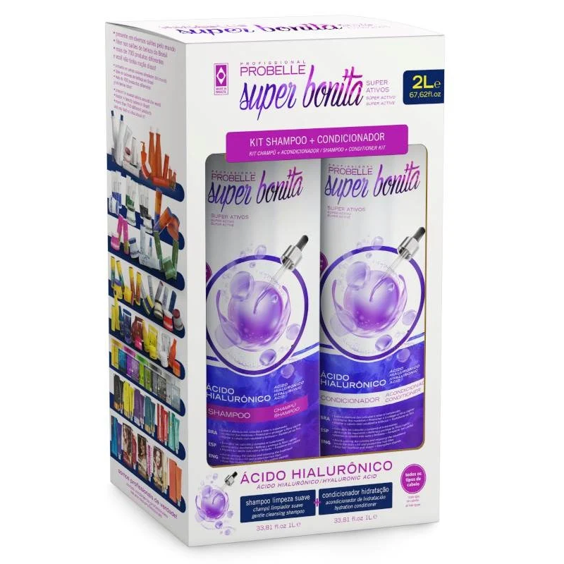Pack Shampoo+Condicionador Ácido Hialurônico Probelle Super Bonita 2L