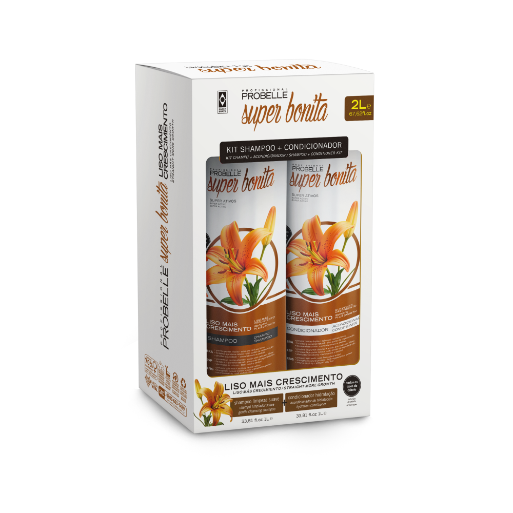 Kit Probelle Liso Mais Crescimento Shampoo + Condicionador 2 de 1L
