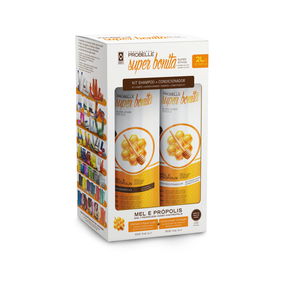 Kit Probelle Mel e Própolis Shampoo + Condicionador 2 de 1L