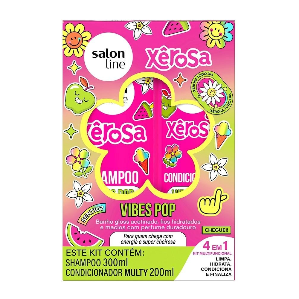 Kit Shampoo 300ml + Condicionador 200ml Salon Line Xerosa 4 Em 1 Vibes Pop