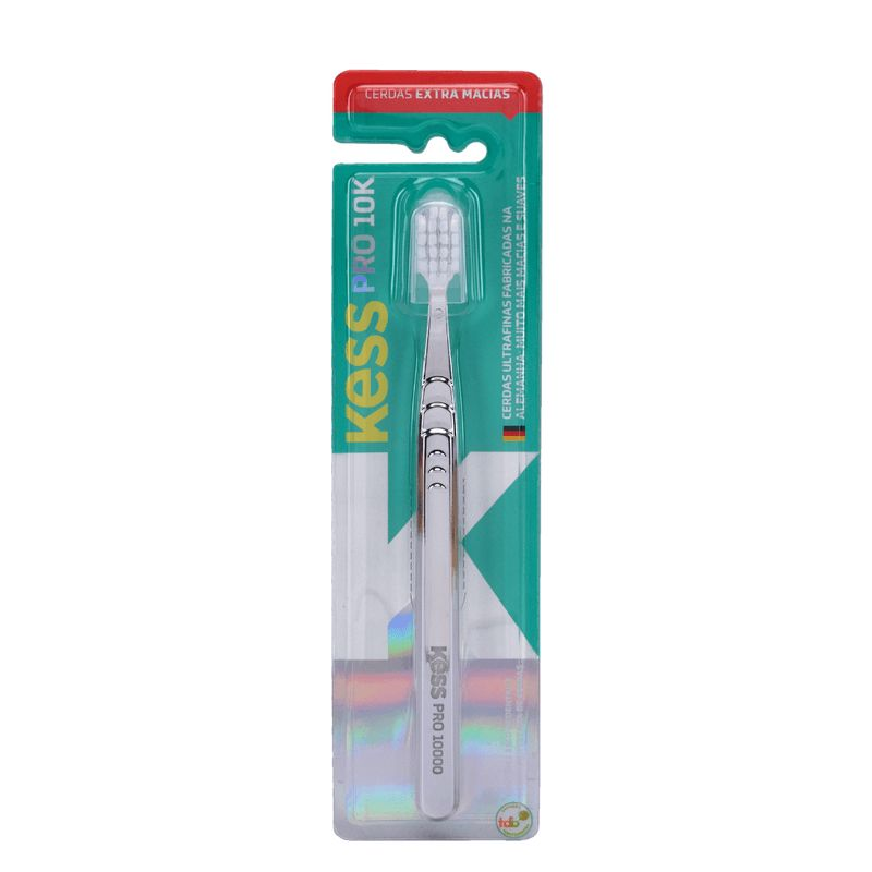 Escova Dental Kess Belliz Extra Macia Metallic Silver Pro 10k Ref. 2537