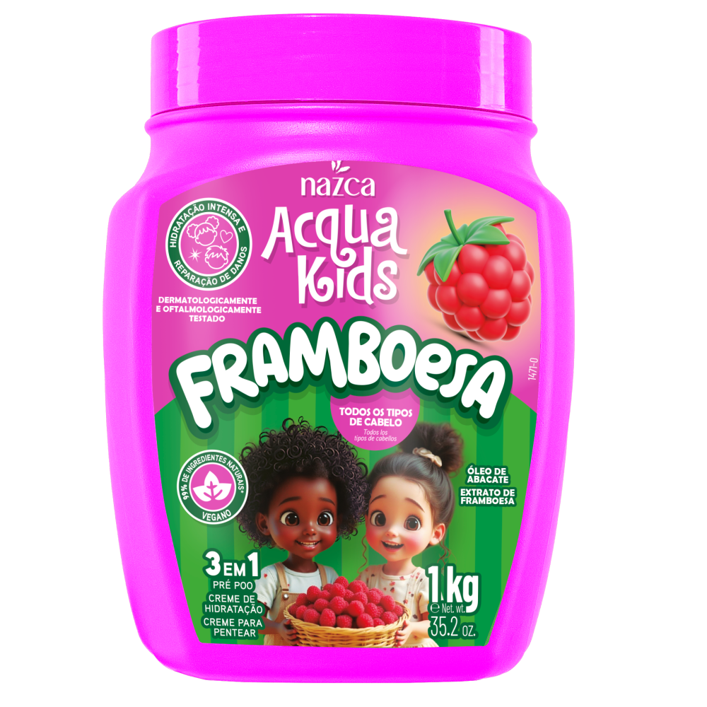 Creme De Hidratação Acqua Kids 3 Em 1 Framboesa 1Kg