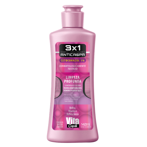 Shampoo Vita Capil Anticaspa 3X1 Feminino Limpeza Profunda 140ml