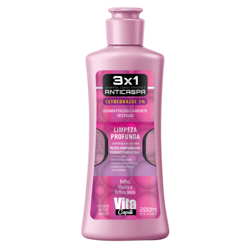 Shampoo Vita Capil Anticaspa 3X1 Feminino Limpeza Profunda 200ml