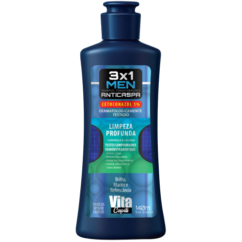 Shampoo Vita Capili Anticaspa Man 3X1 Limpeza Profunda 140ml