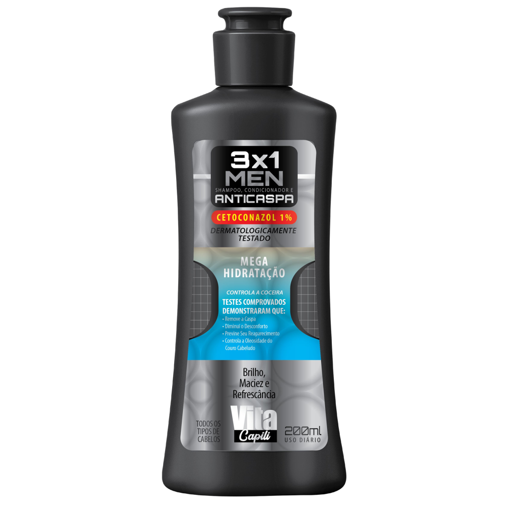 Shampoo Vita Capili Anticaspa 3X1 Mega Hidratação 200ml