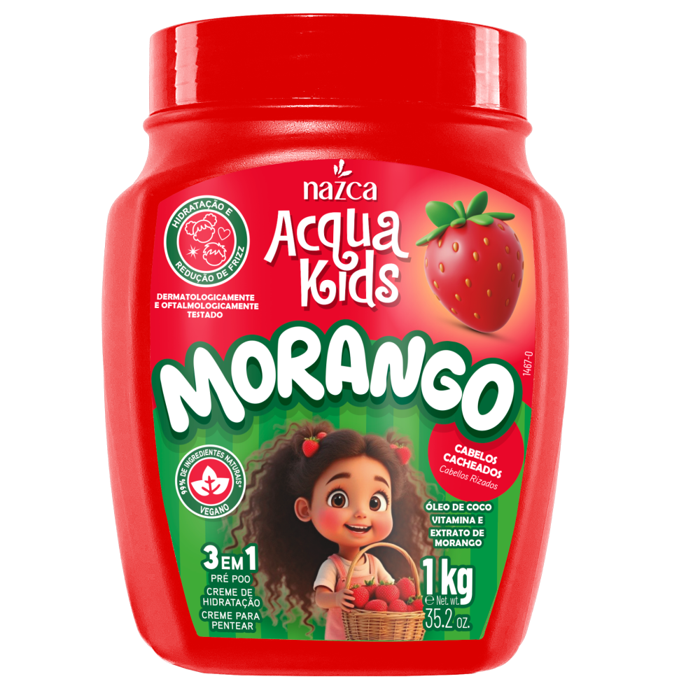 Creme De Hidratação Acqua Kids 3 Em 1 Morango 1Kg