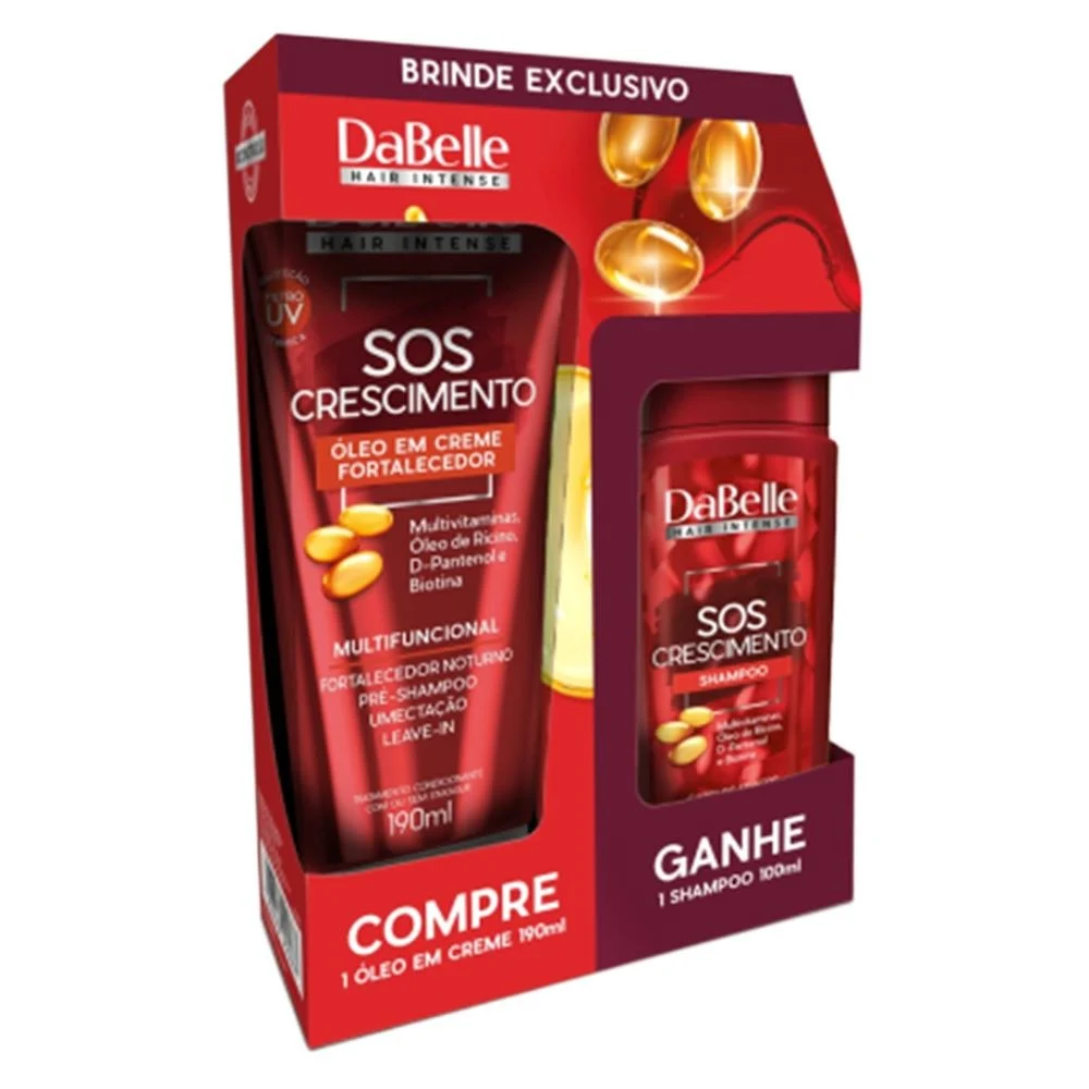 Kit Óleo Em Creme 190ml + Shampoo 100ml Dabelle Sos Crescimento