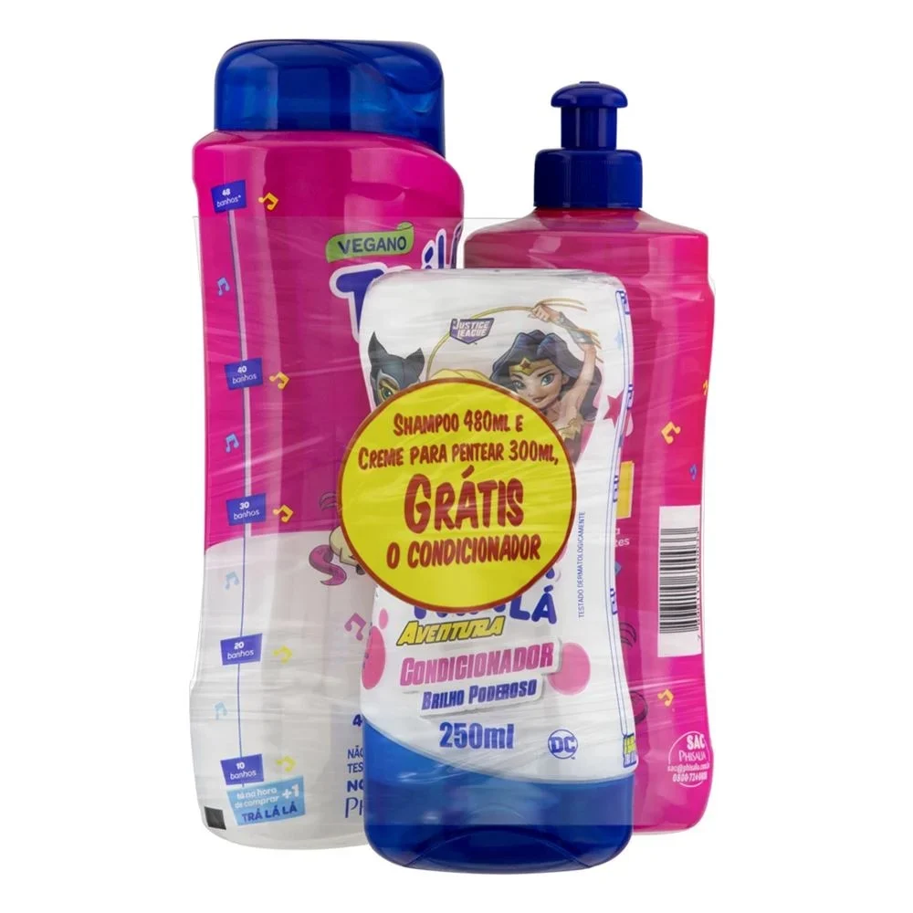 Kit Kids Tra Lá Lá Shampoo 480ml + Condicionador 250ml + Creme de Pentear 300ml Hidrakids