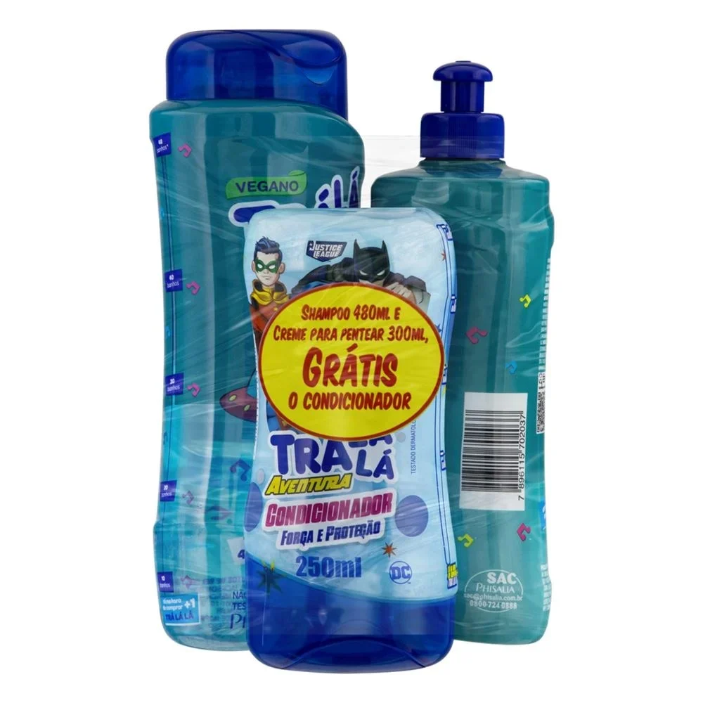 Kit Kids Tra Lá Lá Shampoo 480ml + Condicionador 250ml + Creme de Pentear 300ml Nutrikids