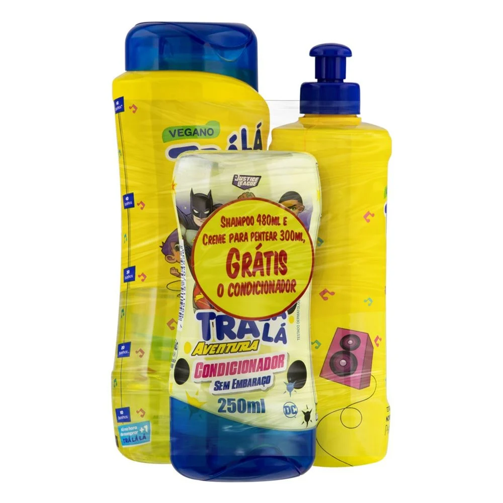 Kit Kids Tra Lá Lá Shampoo 480ml + Condicionador 250ml + Creme de Pentear 300ml Sem Embaraço