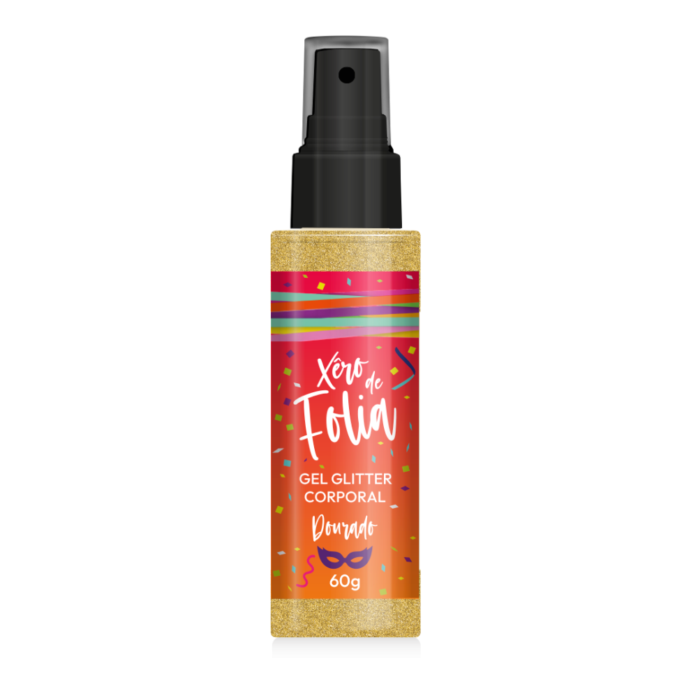 Gel Glitter Corporal Xêro De Folia Dourado 60G