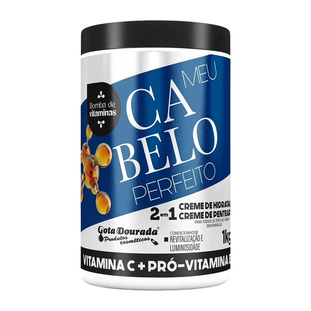 Creme 2 Em 1 Gota Dourada Meu Cabelo Perfeito Vitamina C + Pró Vitamina B5 1Kg