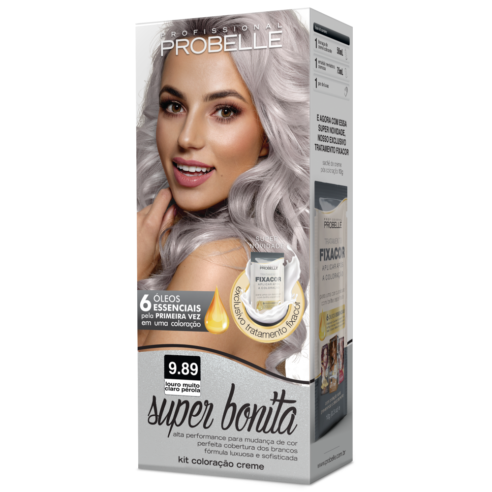 Coloração Super Bonita 9.89 Louro Muito Claro Pérola