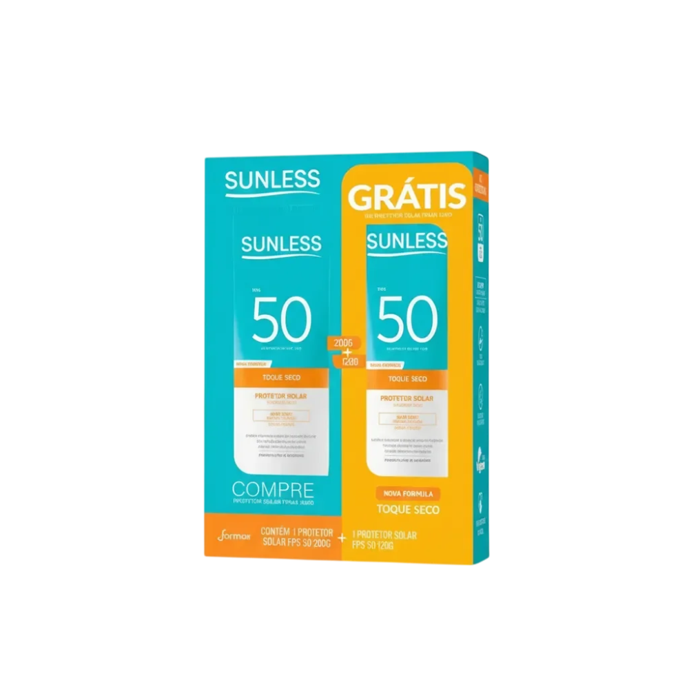 Pack Protetor Solar Sunless Toque Seco FPS50 200g + Protetor Solar Sunless Toque Seco FPS50 120g