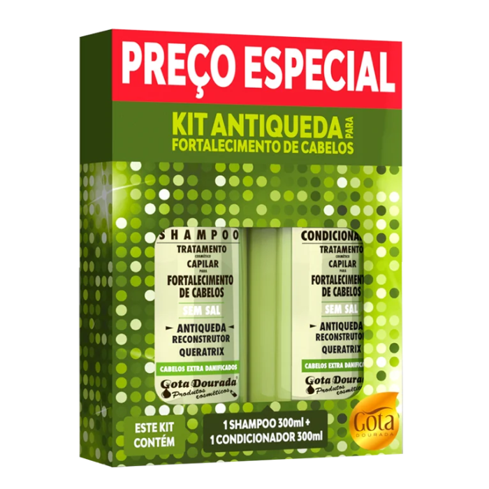 Kit Shampoo 300ml + Condicionador 300ml Gota Dourada Antiqueda