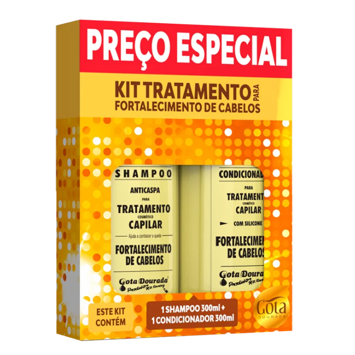 Kit Shampoo 300ml + Condicionador 300ml Gota Dourada Fortalecimento