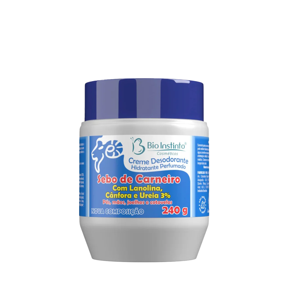 Creme Hidratante Bio Instinto Sebo De Carneiro Com Lanolina, Cânfora E Ureia 3% 240g