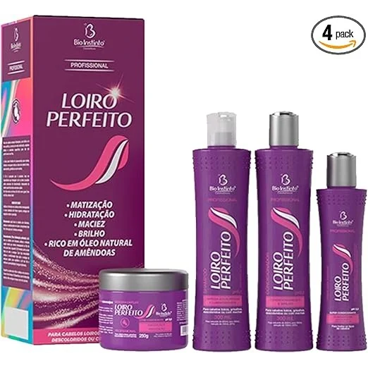Kit Shampoo 300ml + Condicionador 300ml + Máscara 250g + Creme Para Pentear 200ml Bio Instinto Loiro Perfeito