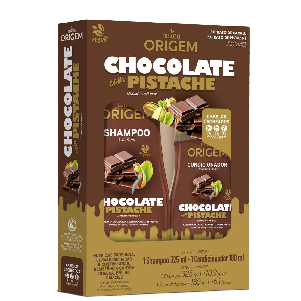 Kit Shampoo 325ml + Condicionador 180ml Origem Chocolate Com Pistache