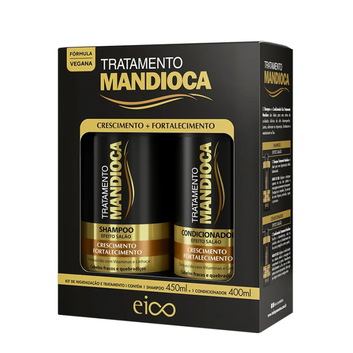 Kit Shampoo 450ml + Condicionador 400ml Eico Tratamento Mandioca