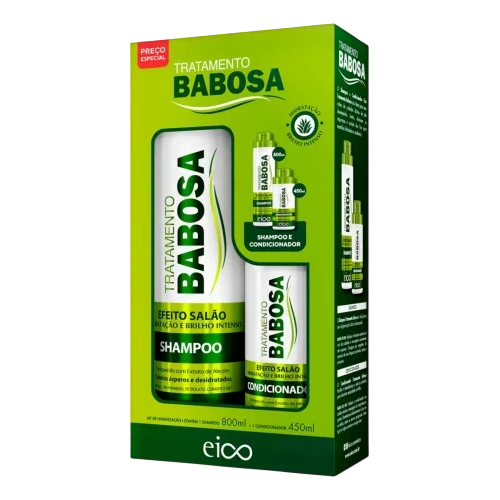 Kit Shampoo 800ml + Condicionador 450ml Eico Efeito Salão Babosa