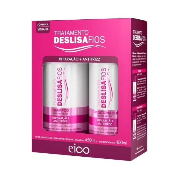 Kit Shampoo 450ml + Condicionador 400ml Eico Tratatamento Deslisa Fios
