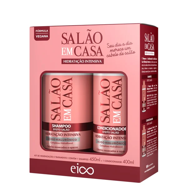 Kit Shampoo 450ml + Condicionador 400ml Eico Salão Em Casa Hidratação Intensiva