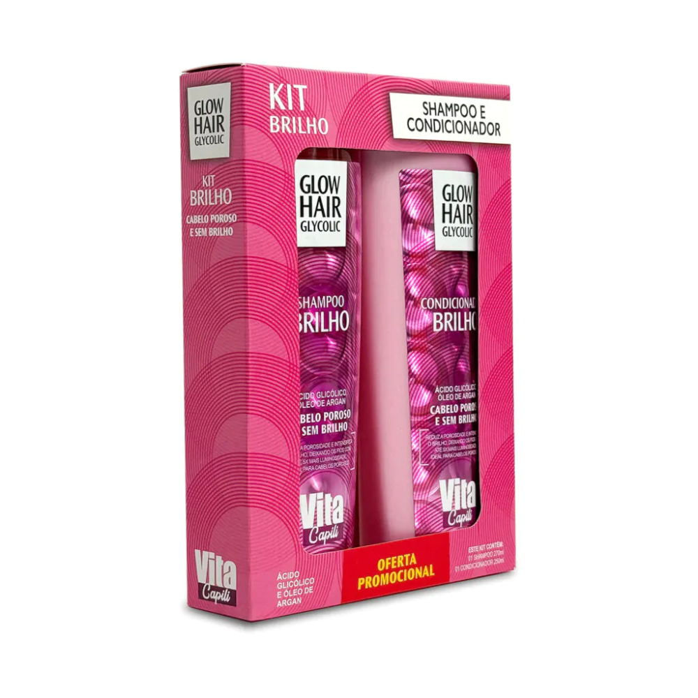 Kit Shampoo 270ml + Condicionador 250ml Muriel Glow Hair Glycolic