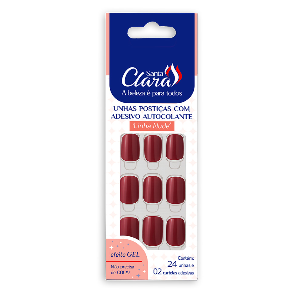 Unhas Postiças Santa Clara Com 24 Unidades Nude Rubi Ref. 6310